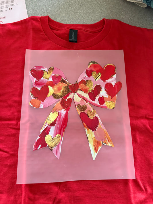 multi colored bow t shirt
